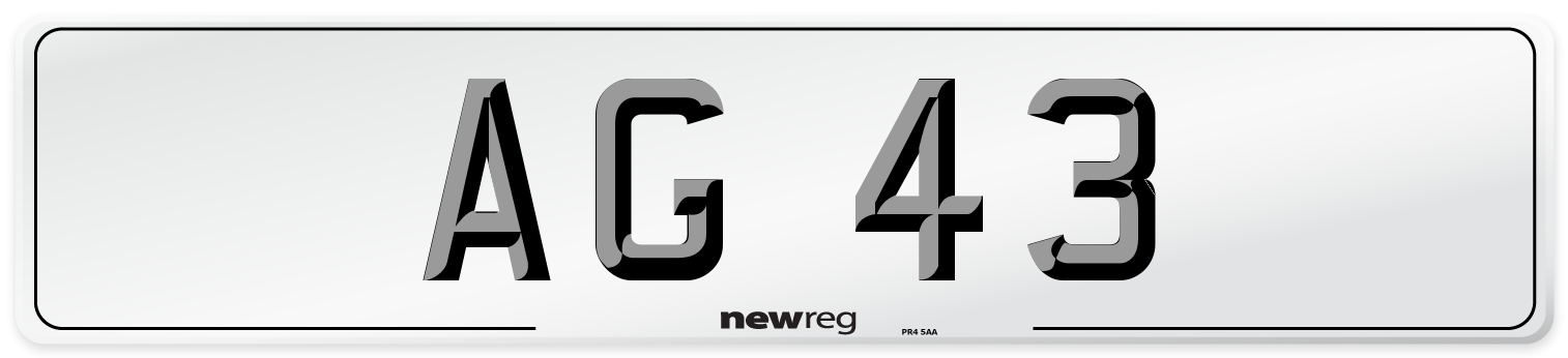 AG 43 Number Plate from New Reg